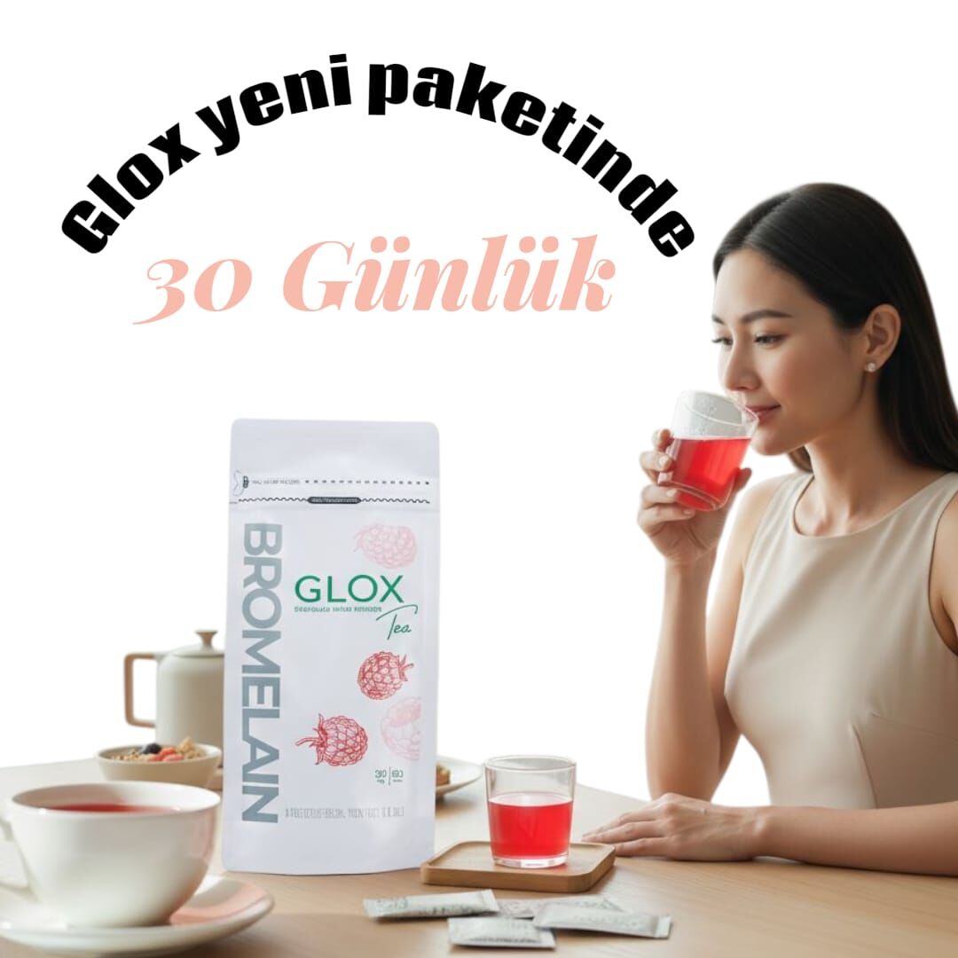 Glox Tea Gloxtea Bromelain Içeren Bitkisel Detox Çayı 1 aylık Glox